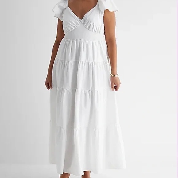 White flutter sleeve maxi-NEW W/OUT TAGS-Make me an offer - Picture 2 of 5